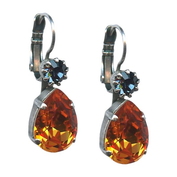 Mariana Earrings Chic Tangerine & Montana Blue Austrian Crystals My Treasures Coll.