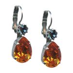 Mariana Earrings Chic Tangerine & Montana Blue Austrian Crystals My Treasures Coll. - Image 2