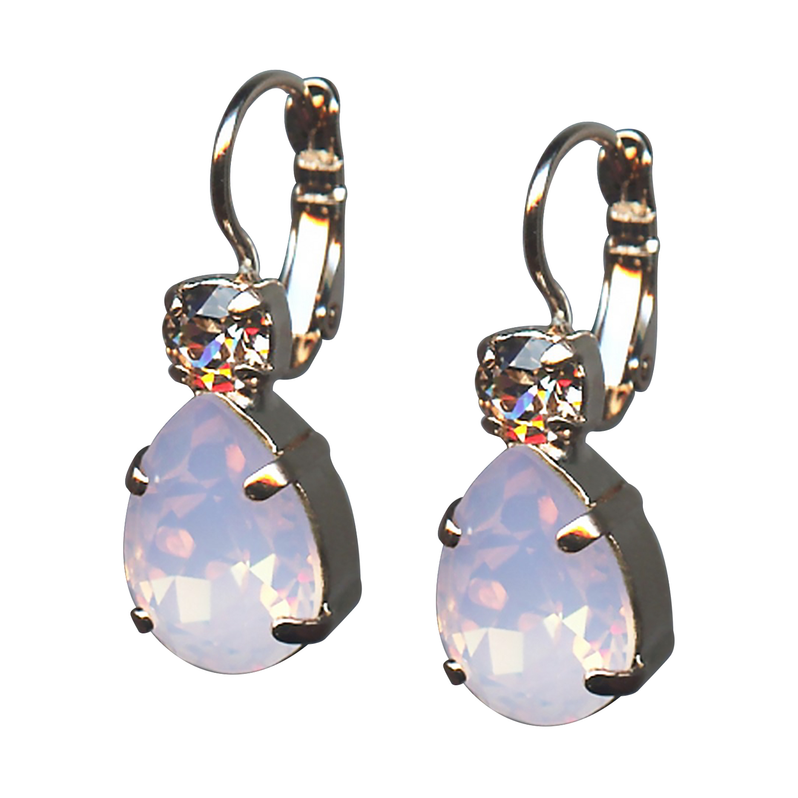 E-1032-3-223-1-RG6(1) Mariana Earrings Lovely Rose Opal & Vintage Rose Austrian Crystals Antigua Caribbean Life Coll. - Image 1