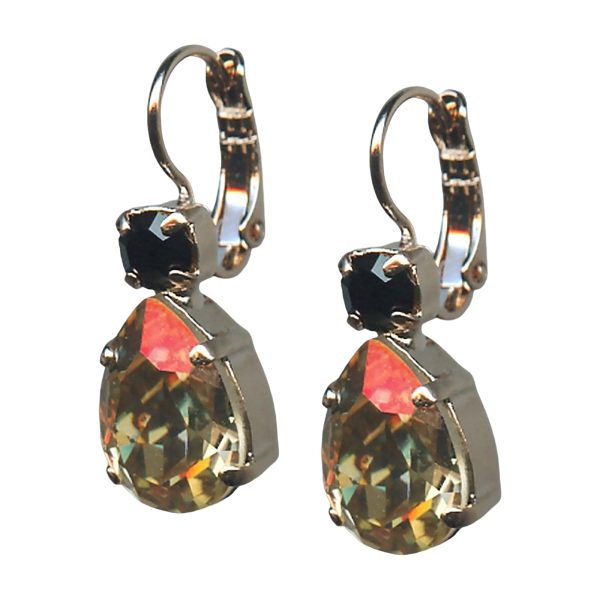 Earrings By Mariana Woman Luxurious Golden Shadow and Jet Black Swarovski Crystals