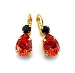 Mariana Earrings Luscious Padparadscha & Jet Black Austrian Crystals My Treasures Coll. - Image 3