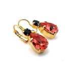 Mariana Earrings Luscious Padparadscha & Jet Black Austrian Crystals My Treasures Coll. - Image 2