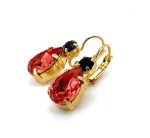 Mariana Earrings Luscious Padparadscha & Jet Black Austrian Crystals My Treasures Coll.