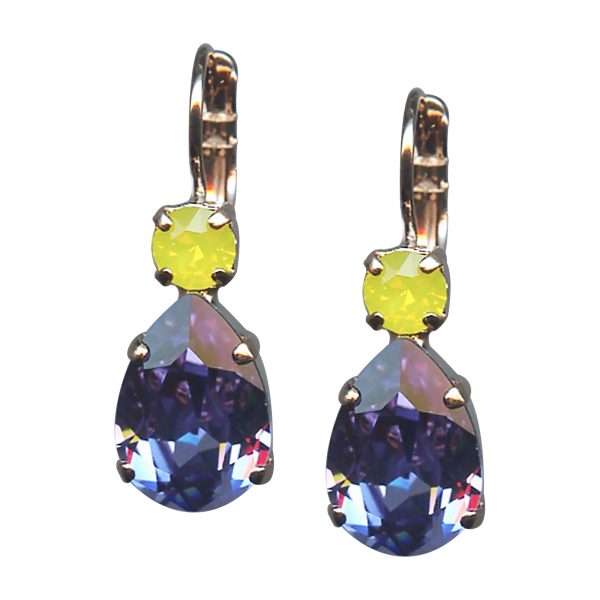 Mariana Earrings Sophisticated Tanzanite & Yellow Opal Austrian Crystals Cuba Caribbean Life Coll.
