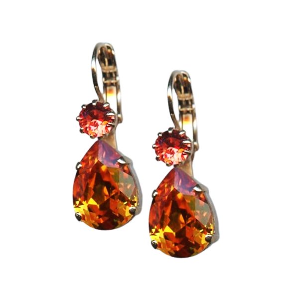 Mariana Earrings Alluring Padparadscha & Sun Austrian Crystals My Treasures Coll.