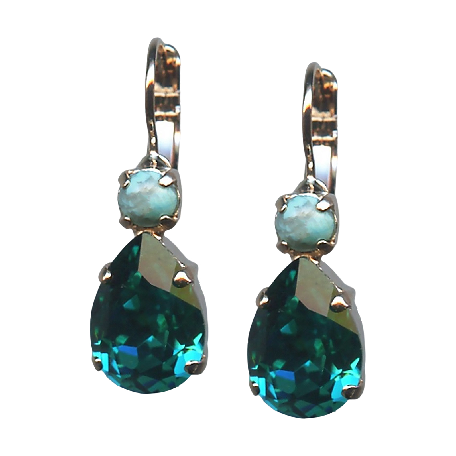 E-1032-3-M907-1-RG6(1) Mariana Earrings Precious Howlite Chinese Turq Mineral & Blue Zircon Austrian Crystals My Treasures Coll. - Image 1