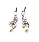 Mariana Earrings Dangling Pearl Mineral, White Opal, & AB Austrian Crystals Sweet Summer Coll.