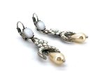 Mariana Earrings Dangling Pearl Mineral, White Opal, & AB Austrian Crystals Sweet Summer Coll. - Image 3