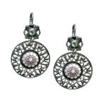 Mariana Earrings Boho Gypsy Chalk White, Lt Rose, Tanzanite, & Peridot Austrian Crystals My Treasures Coll.