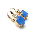 Mariana Earrings Round Clear & Blue Opal Austrian Crystals My Treasures Coll. B - Image 2