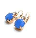 Mariana Earrings Round Clear & Blue Opal Austrian Crystals My Treasures Coll. B