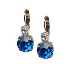 Earrings By Mariana Woman Precious Capri Blue and Clear Swarovski Crystals - Image 3