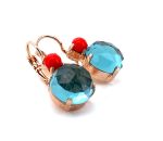 Earrings By Mariana Woman Coral Mineral and Faceted Sapphire Swarovski Crystals - Image 3