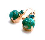 Mariana Earrings  My Treasures Coll. Turquoise Mineral & Blue Zircon Austrian Crystals - Image 2