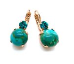 Mariana Earrings  My Treasures Coll. Turquoise Mineral & Blue Zircon Austrian Crystals