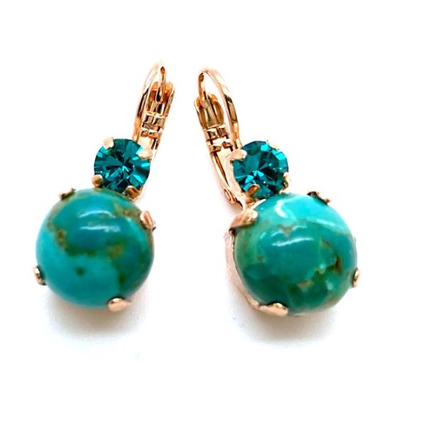 Mariana Earrings  My Treasures Coll. Turquoise Mineral & Blue Zircon Austrian Crystals