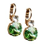 Earrings By Mariana Woman Elegant Peridot and Clear Swarovski Crystals - Image 3