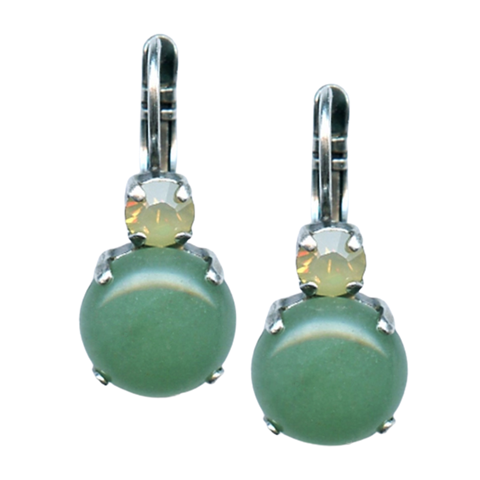 E-1037RM-1017-SP6(1) Mariana Earrings Green Aventurine Mineral & Sand Opal Austrian Crystals Grace Icons Coll. - Image 1