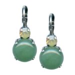 Mariana Earrings Green Aventurine Mineral & Sand Opal Austrian Crystals Grace Icons Coll. - Image 2