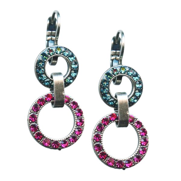 Mariana Earrings Fab Dangling Blue Zircon & Indian Pink Austrian Crystals Sorbet Sweet Summer Coll.