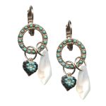 Mariana Earrings Heart & Charms Turq, White Shell Mineral, Jet & Clear Austrian Crystals Zanzibar Africa Coll. - Image 2