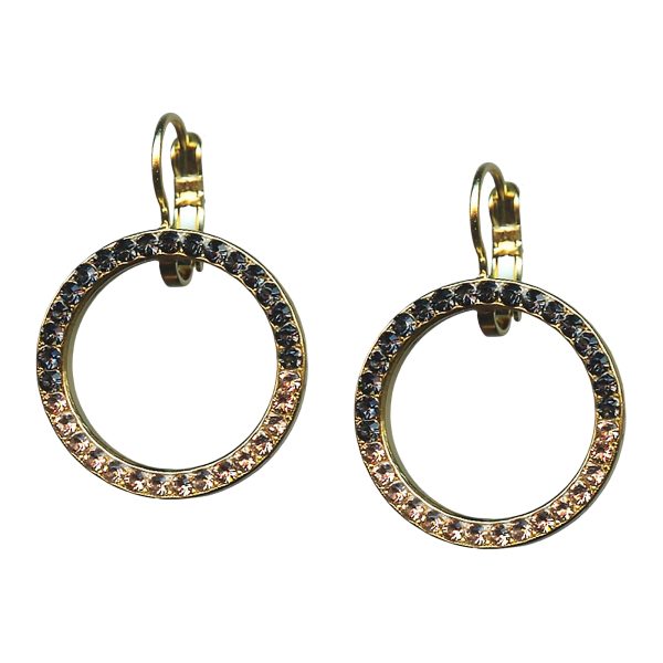 Mariana Earrings Elegant Jet Black & Vintage Rose Austrian Crystals Black Velvet Songbook Coll.