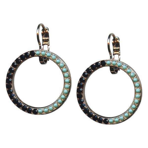 Mariana Earrings Luxurious Jet Black & Turq Austrian Crystals Zanzibar Africa Coll.