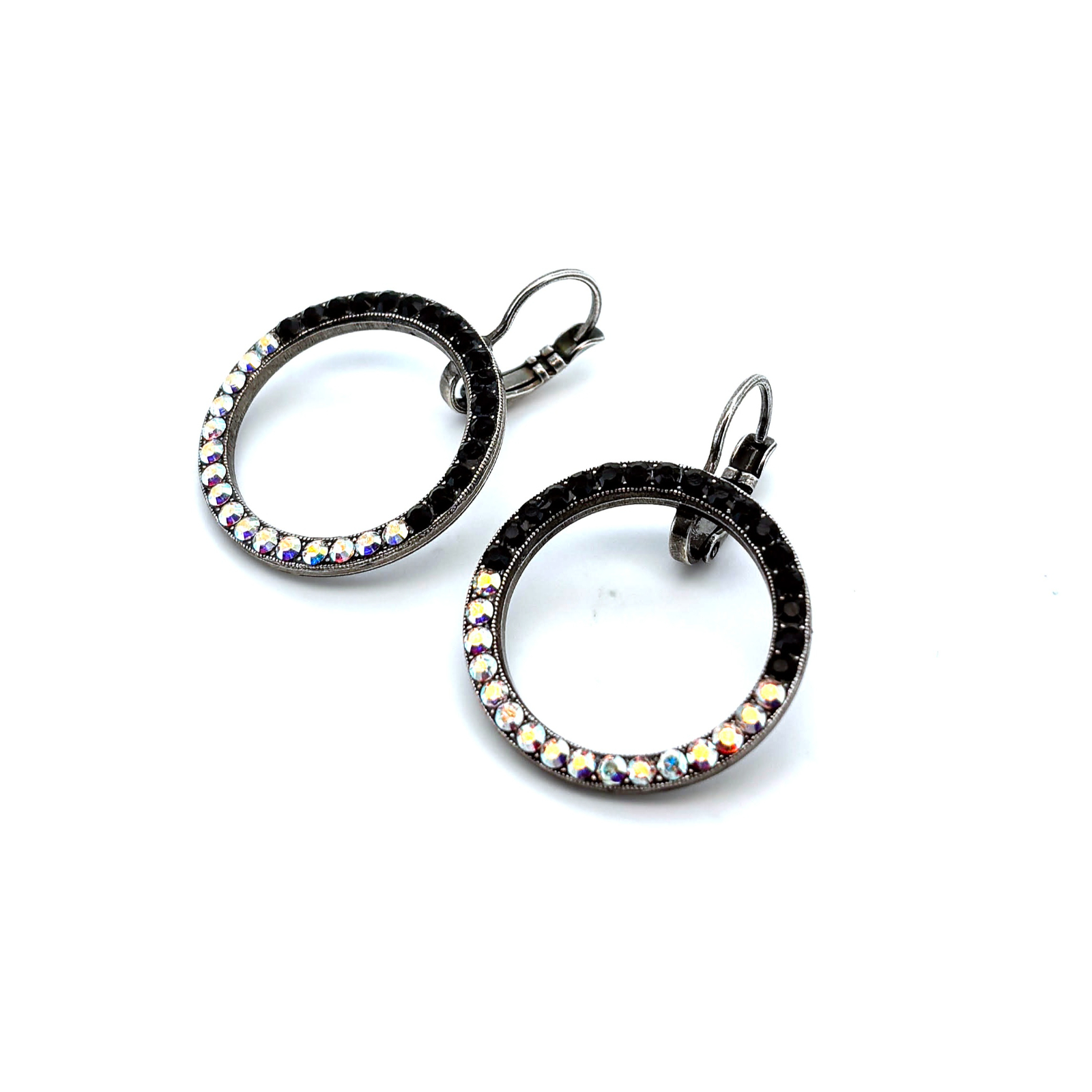 E-1039-6-3701-SP6 (1) Earrings By Mariana Woman Fashionable AB and Jet Black Swarovski Crystals - Image 1