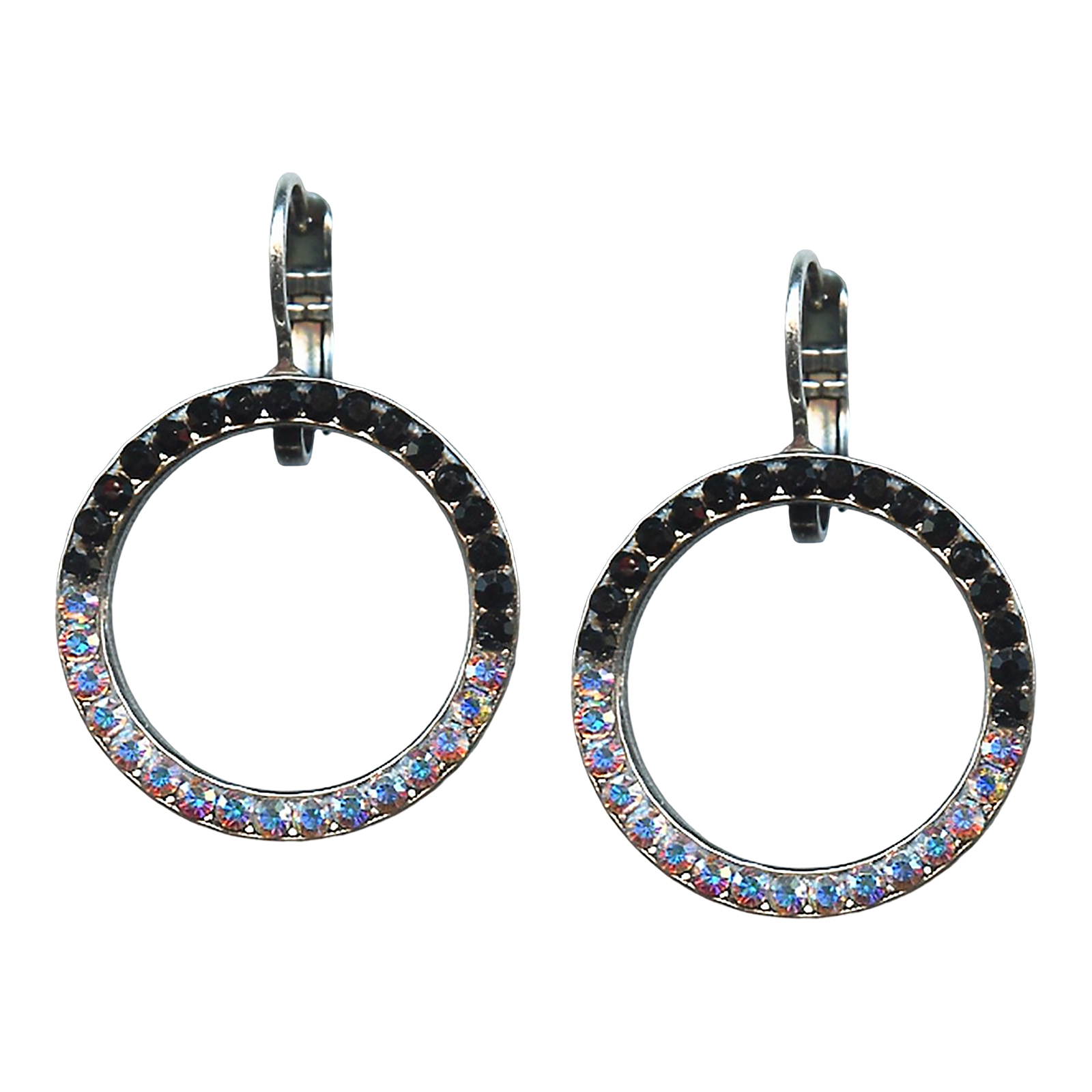 E-1039-6-3701-SP6(1) Earrings By Mariana Woman Fashionable AB and Jet Black Swarovski Crystals - Image 1