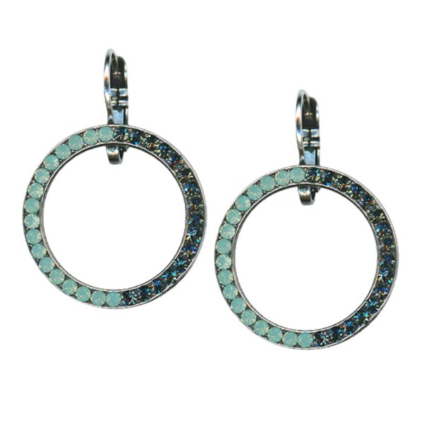 Mariana Earrings Exquisite Pacific Opal & Montana Blue Austrian Crystals Daiquiri Cocktail Hour Coll.