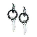 Mariana Earrings Gorgeous White Shell Mineral & Jet Black Austrian Crystals St Martin Caribbean Life Coll. - Image 3