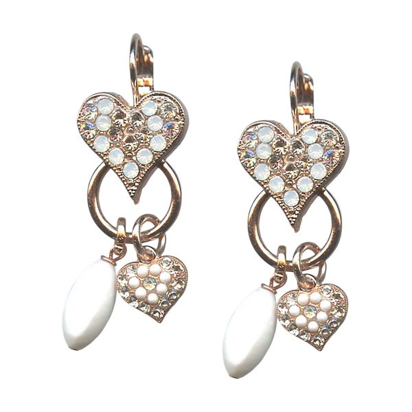 Mariana Earrings Fab White Howlite Mineral, Clear, & White Opal Austrian Crystals Kalahari Africa Coll.