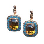 Mariana Earrings Adorable Topaz & Caribbean Blue Opal Austrian Crystals Kokomo Songbook Coll.