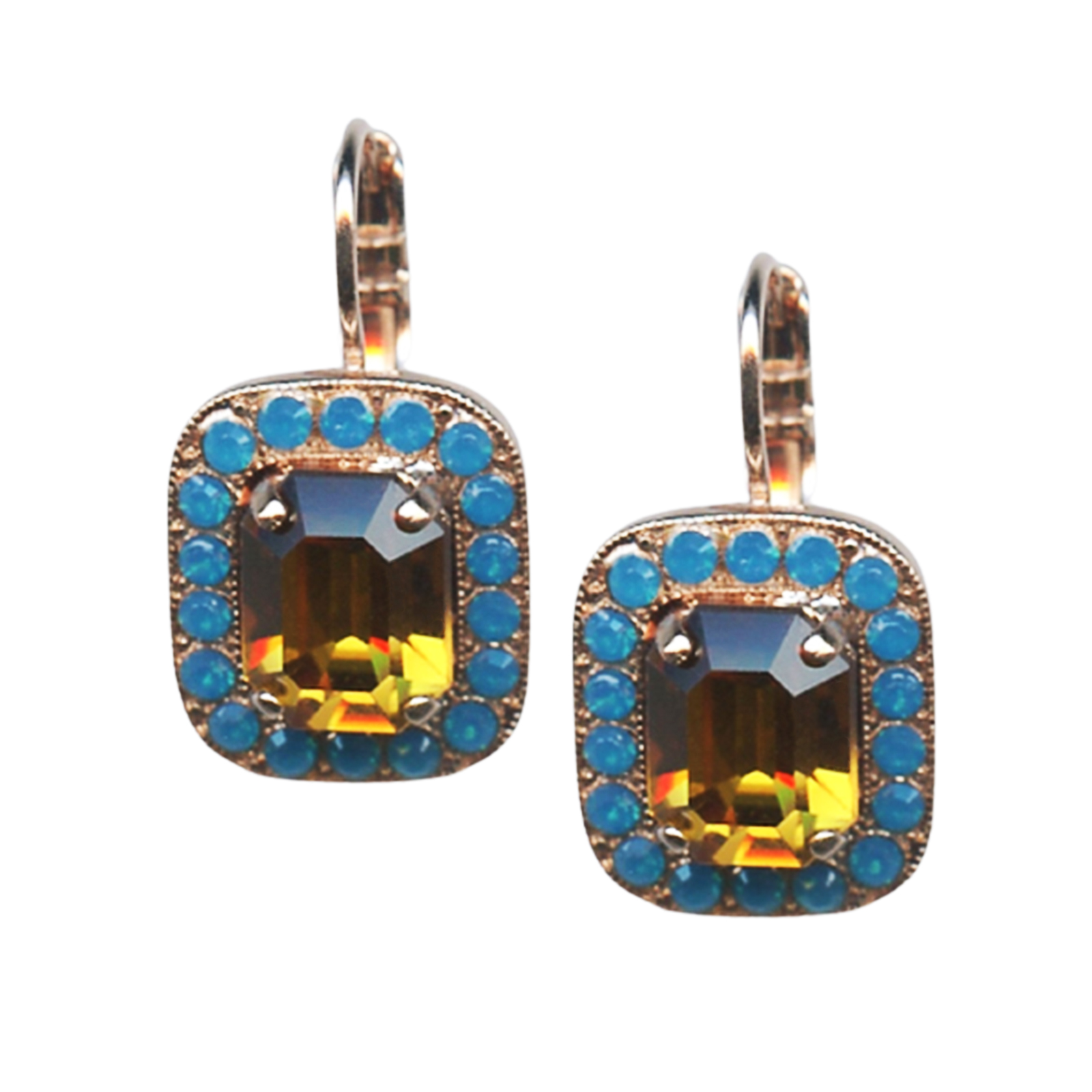 E-1040-1-1058-RG6(1) Mariana Earrings Adorable Topaz & Caribbean Blue Opal Austrian Crystals Kokomo Songbook Coll. - Image 1