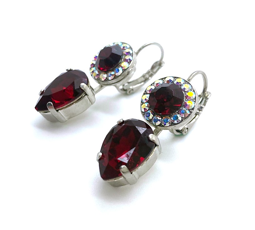 E-1040-2081AB-RO6 (2) Mariana Earrings Stunning Siam & AB Austrian Crystals My Treasures Coll. - Image 1