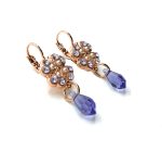 Mariana Earrings Clover Dangling Tanzanite & Pearl Austrian Crystals Romance Joy Of Life Coll. - Image 3