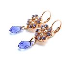 Mariana Earrings Clover Dangling Tanzanite & Pearl Austrian Crystals Romance Joy Of Life Coll. - Image 2