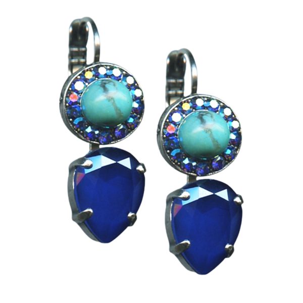 Mariana Earrings Exude Elegance Howlite Chinese Turq Mineral, Sapphire, & AB Austrian Crystals My Treasures Coll.