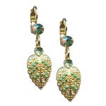 Mariana Earrings Leaf Dangling Peridot & Jade Green Austrian Crystals Oasis Silk Road Coll.
