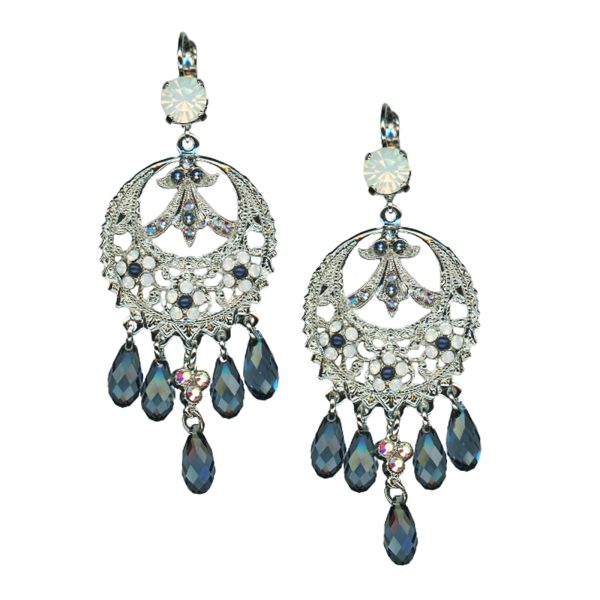 Mariana Earrings Gorgeous Montana Blue, White Opal, & AB Austrian Crystals Mood Indigo Songbook Coll.
