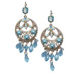 Mariana Earrings Charming Turq, Caribbean Blue Opal, & Aquamarine Austrian Crystals Zambezi Africa Coll.