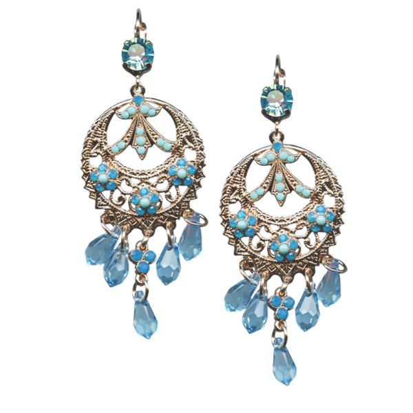 Mariana Earrings Charming Turq, Caribbean Blue Opal, & Aquamarine Austrian Crystals Zambezi Africa Coll.
