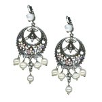 Mariana Earrings Fab Pearl Mineral, White Opal & AB Austrian Crystals SeaShell Nature Coll. - Image 3