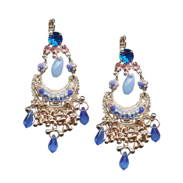 Mariana Earrings Sassy Capri Blue, Lt Rose, AB, Air Blue Opal, & Sapphire Austrian Crystals Kiss From A Rose Songbook Coll.