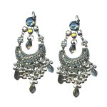 Mariana Earrings Boho Gypsy Sage, Greige, Black Diamond, & AB Austrian Crystals  Martini Cocktail Hour Coll.