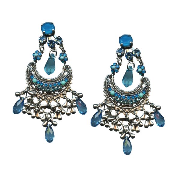 Mariana Earrings Preppy Turq Mineral, Aquamarine, & Caribbean Blue Opal Austrian Crystals Zambezi Africa Coll.
