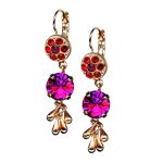 Earrings By Mariana Woman Dangling Siam and Fuchsia Swarovski Crystals - Image 2