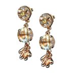 Mariana Earrings Timeless Rutilated Yellow Quartz Mineral, Golden Shadow, & Sand Opal Austrian Crystals Peace Joy Of Life Coll. - Image 2