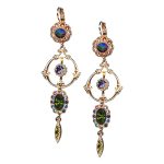 Earrings By Mariana Woman Fab Dangling Heliotrope and Tanzanite Swarovski Crystals - Image 2