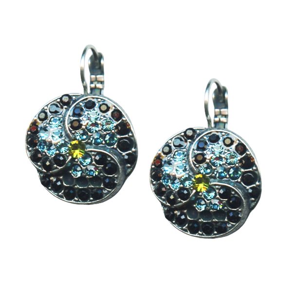 Earrings By Mariana Woman Detailed Indicolite, Jet and Olivine Swarovski Crystals